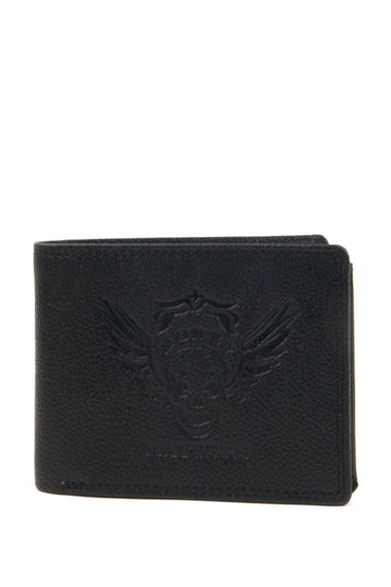 Horizontal Skull Edition Embossed Horizontal Leather Wallet – Black