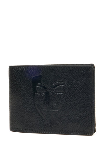 Anonymous Embossed Horizontal Leather Wallet – Black