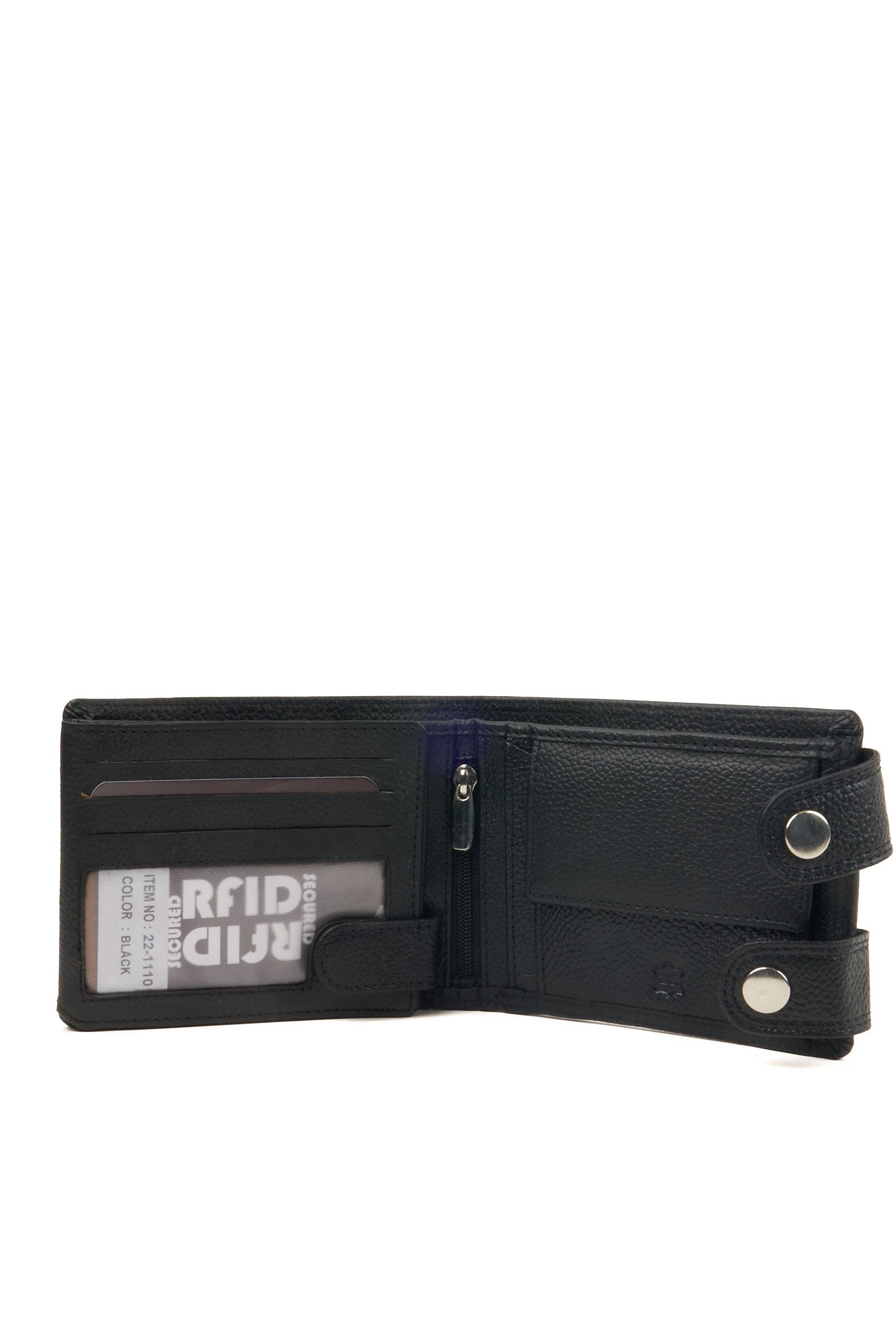 Eagle Embossed Leather Wallet – Horizontal, Black (Flap)