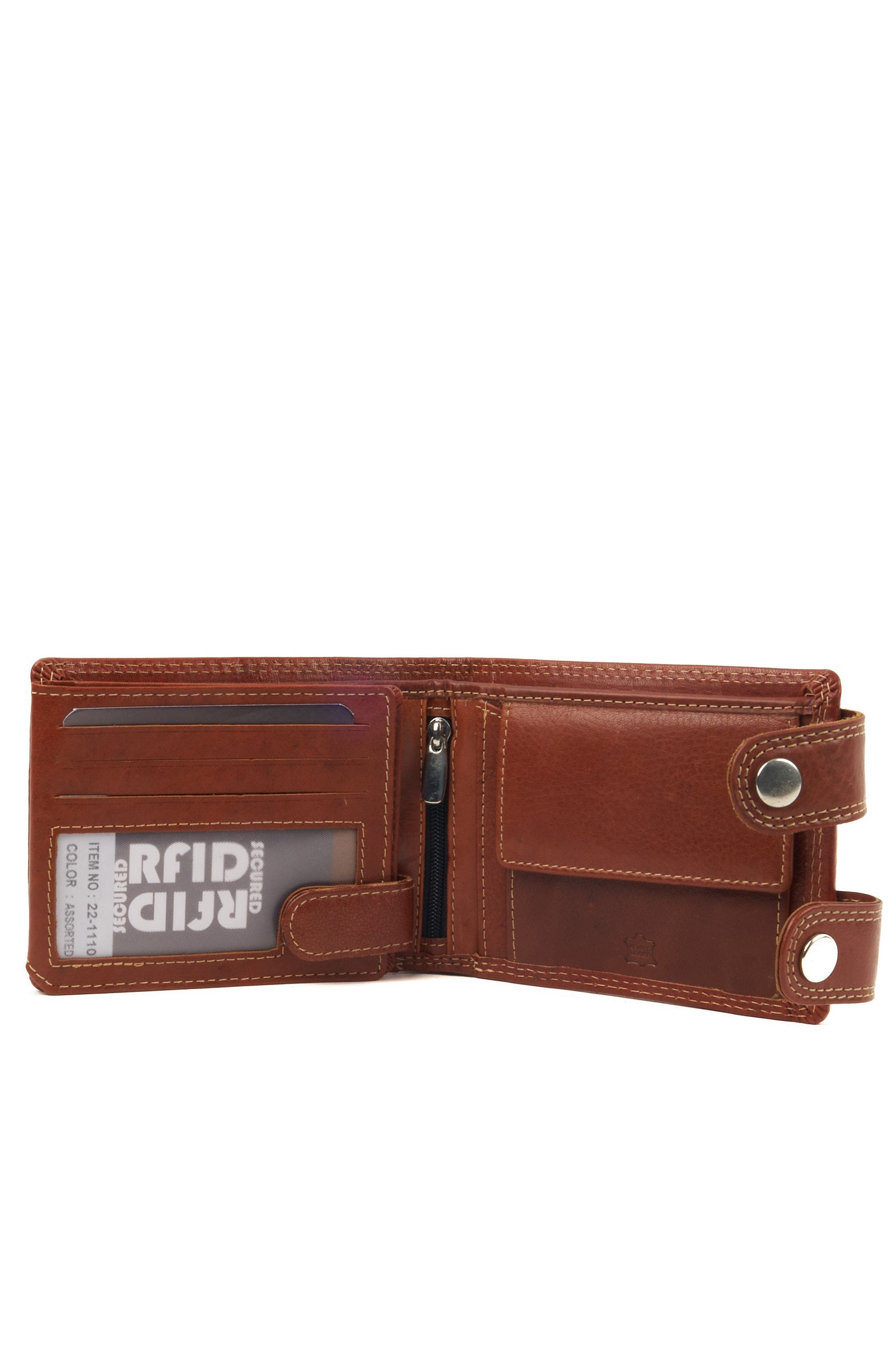Horizontal Leather Wallet with Pharaoh Embossing – Brown – Flap Closure
