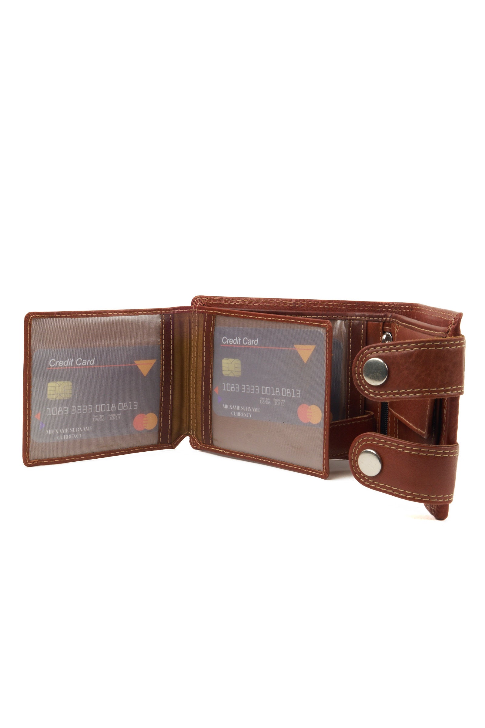 Horizontal Leather Wallet with Pharaoh Embossing – Brown – Flap Closure