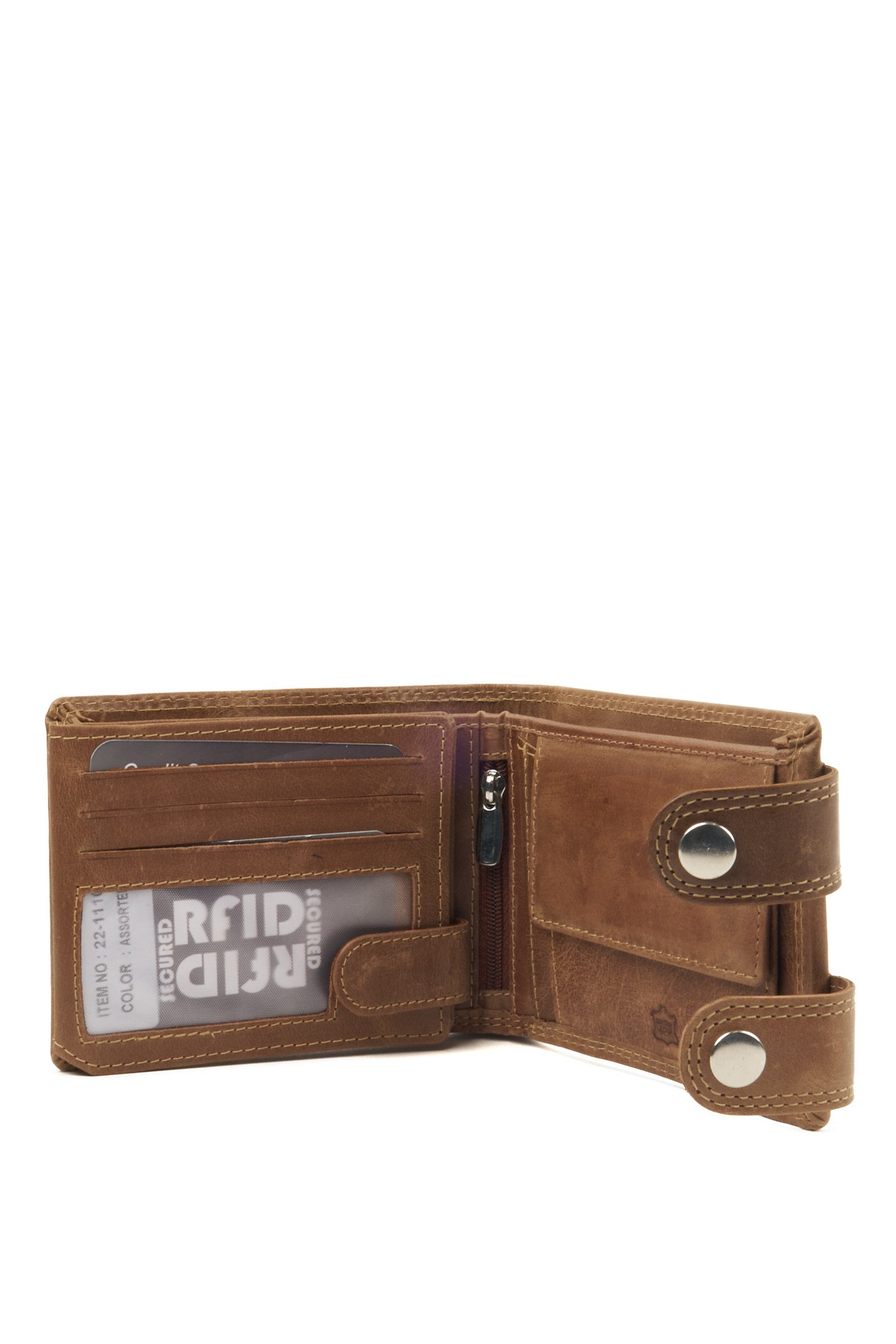 Horizontal Leather Wallet with Pharaoh Embossing – Light Brown – Flap Closure