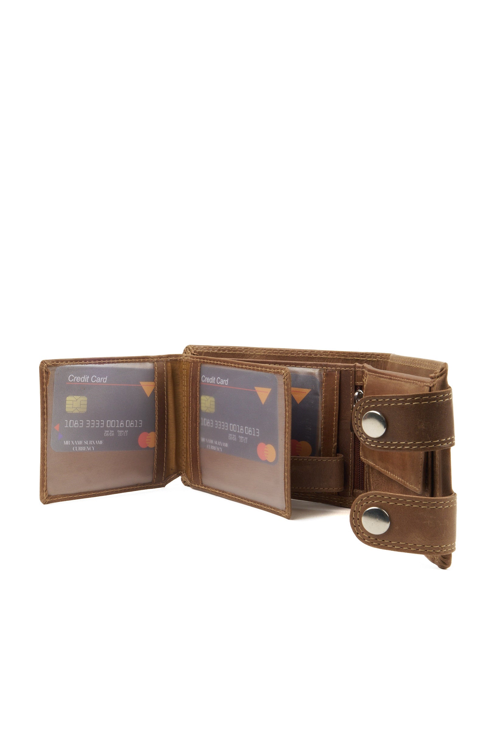 Horizontal Leather Wallet with Pharaoh Embossing – Light Brown – Flap Closure